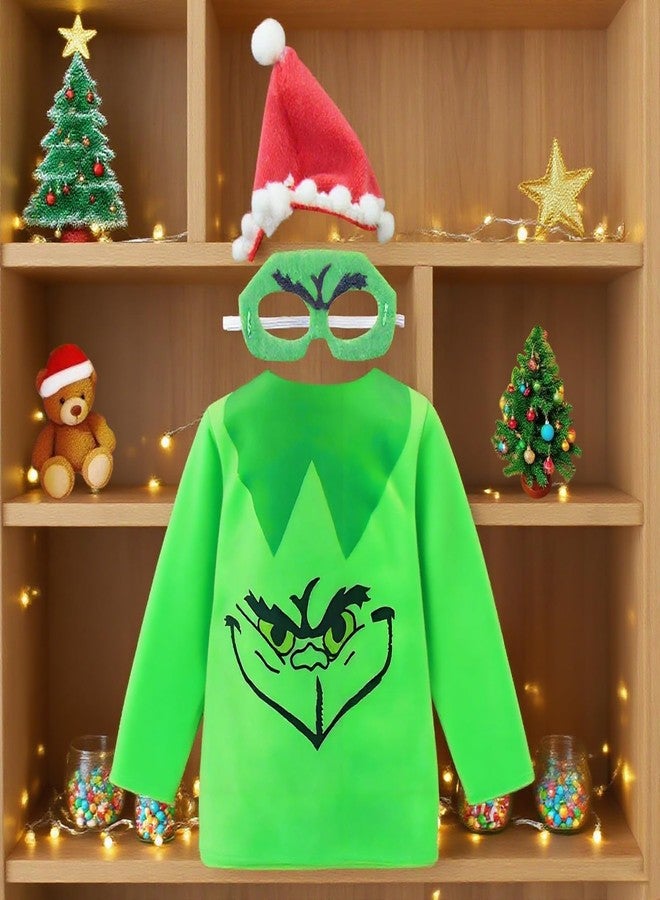 AimatRun Christmas Elf Doll Accessories Kit，Holiday Elf Doll Clothes Outfit Include Green Clothes Eye Mask - Image 2